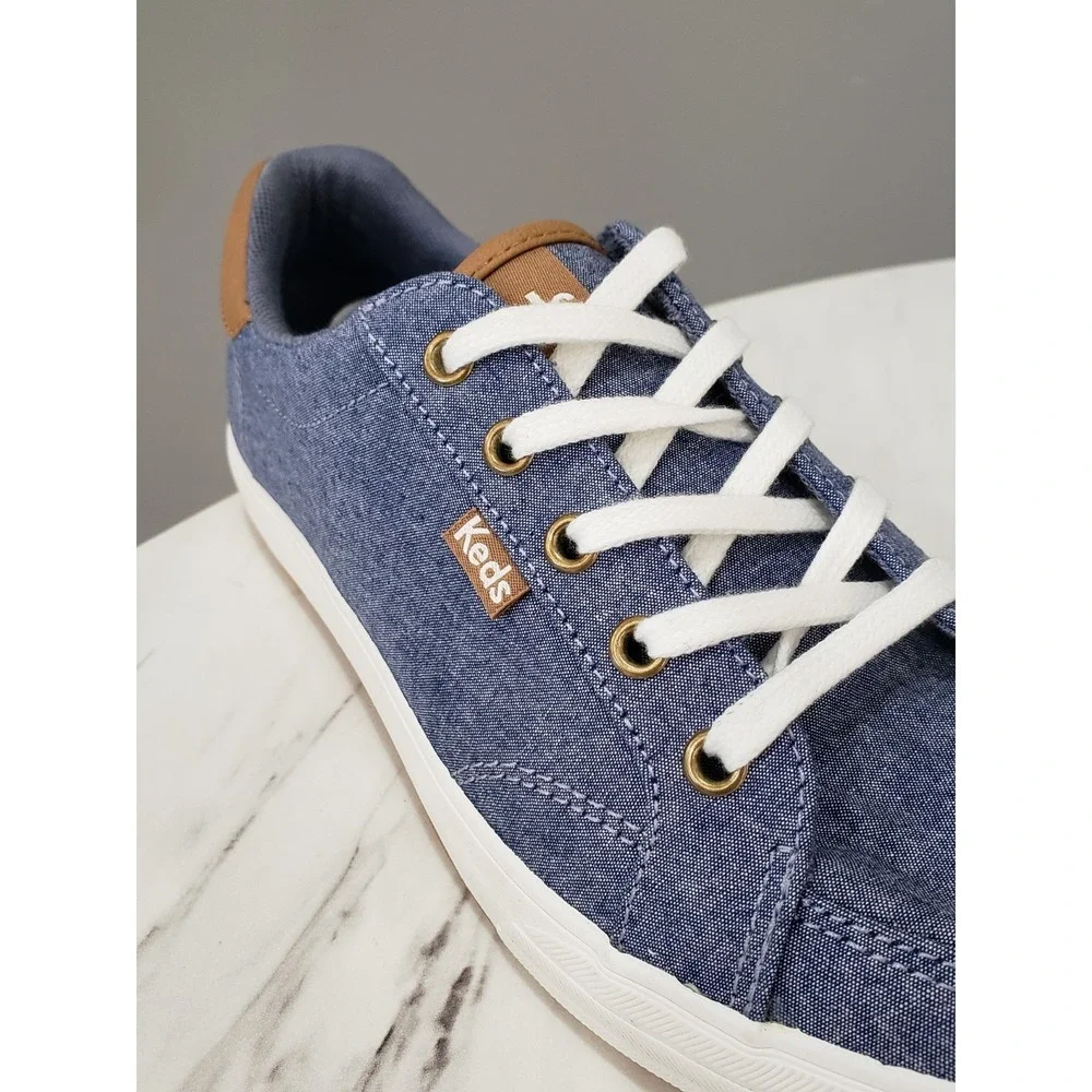 NEW NO BOX SIZE 7 KEDS Chambray Lace-Up Sneaker Boat Shoe Womens Blue